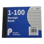 Half-Size Receipt Book, Numbered 1 to 100