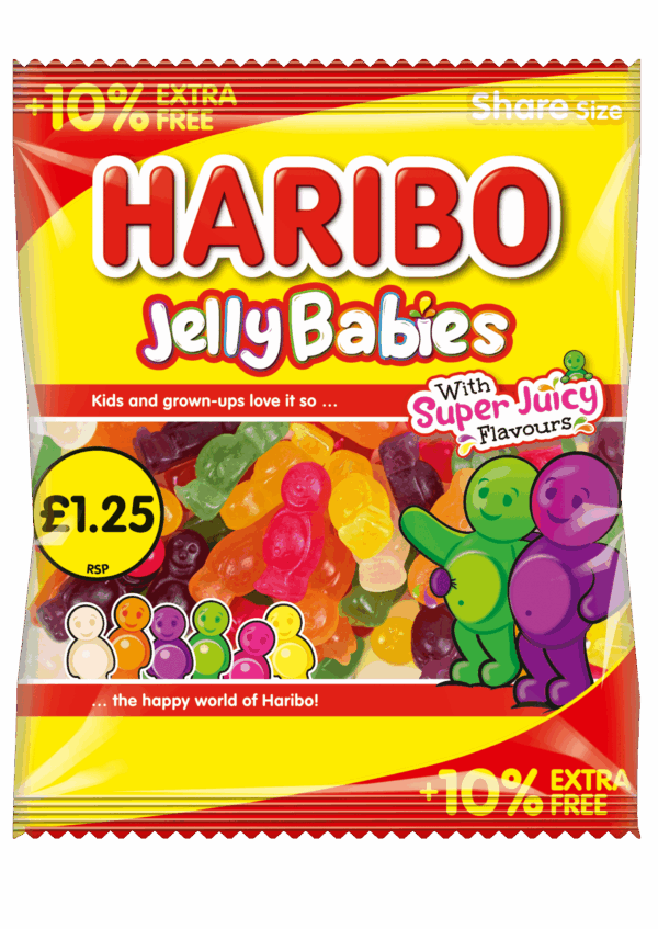 Haribo Jelly Babies 154g £1.25 Price Marked Pack with 10% Extra Free