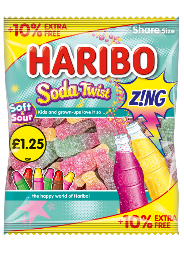 Haribo Soda Twist Z!ng 176g - £1.25 Price Marked Pack with 10% Extra Free