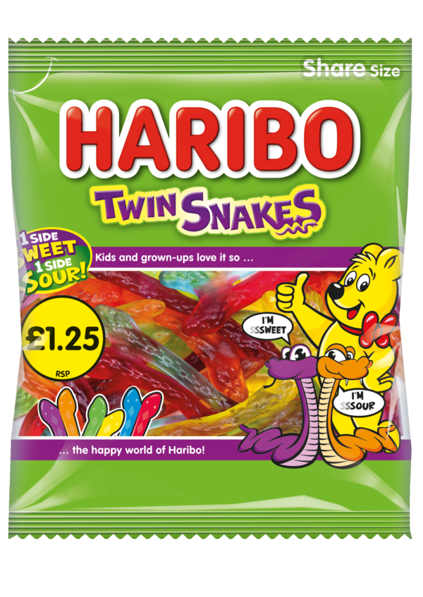 Haribo Twin Snakes 140g - Price Marked at £1.25