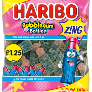 Haribo Z!ng Bubblegum Bottles 176g - Priced at £1.25 with 10% Extra Free