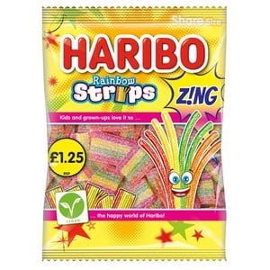 Haribo Z!ng Rainbow Strips 130g - £1.25 PMP