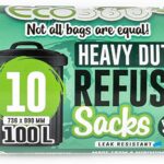 Heavy Duty Eco Garbage Bags, 100L Capacity, Pack of 10