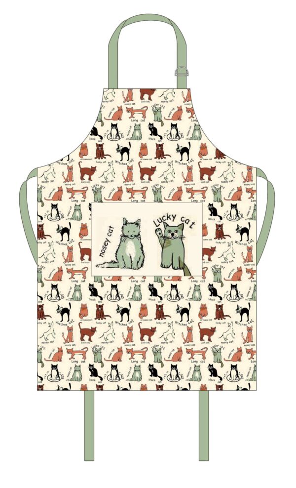 HIGHLANDS COTTON COOKING APRON 69CM X 83CM - CAT DESIGN