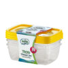 Hobby Trend Set of 3 Rectangular Food Storage Containers - 0.6 Litre, Various Colors