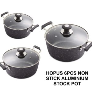 HOPUS 6-Piece Non-Stick Aluminum Stock Pot Set