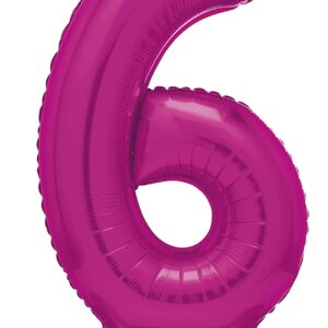 Hot Pink Giant 76 cm Standing Foil Number 6 Balloon by Unique Party