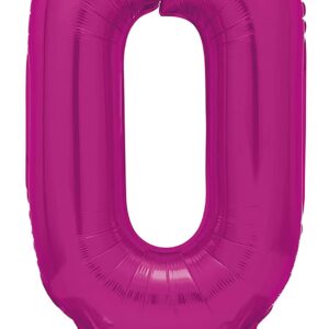 Hot Pink Giant Standing Foil Number 0 Balloon, 76 cm - Unique Party