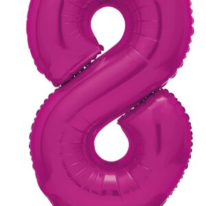 Hot Pink Giant Standing Foil Number 8 Balloon, 76 cm - Unique Party