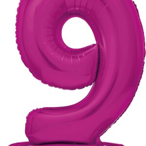 Hot Pink Giant Standing Foil Number 9 Balloon - 76 cm