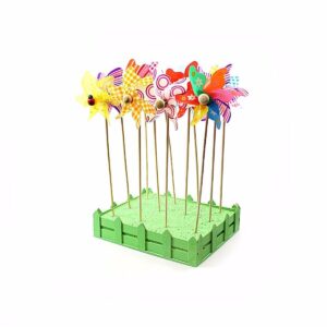 It looks like you're mentioning a product description for a colorful plastic windmill pinwheel, which is used as a decorative item for gardens or parties. These pinwheels are...