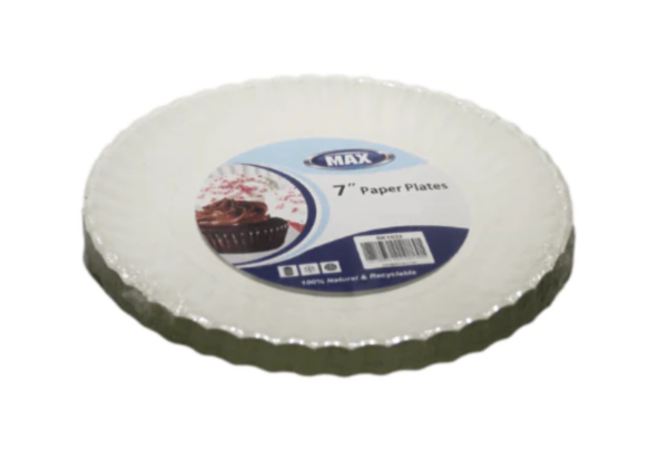 It looks like you're referring to a product description for a pack of disposable paper plates. These plates are 7 inches in diameter and come in a pack of 30. The code "SK28114"...