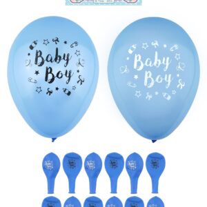 It looks like you're referring to a product description for a set of blue "Baby Boy" party balloons, likely intended for a birth celebration. The dimensions specified are 23 cm,...