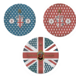 It looks like you're referring to a product listing for disposable plates featuring designs related to the coronation of King Charles III. This product appears to be a pack of 8...