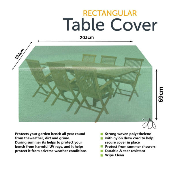 It looks like you're referring to a rectangular garden table cover with dimensions of 203 cm in length, 102 cm in width, and 69 cm in height. The "3404 (Parcel Rate)" could be a...