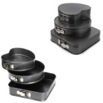 It looks like you're referring to a set of three ultra non-stick loose bottom baking cake tins in different shapes and sizes. These tins are designed for easy release of cakes...