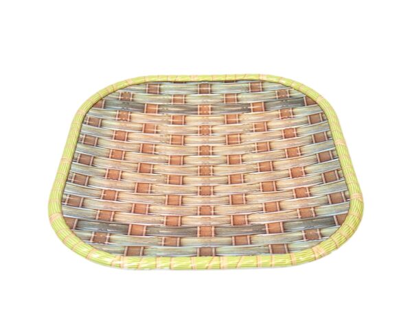 It seems like you are describing a bamboo-style serving tray that is made of plastic. The tray dimensions are 30cm x 30cm, and it has a design that mimics the appearance of...