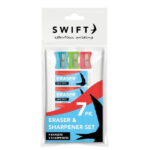 It seems like you are referring to a product, specifically an "Eraser and Sharpener Set of 7" with a possible model or reference number "P3075." The mention of "Parcel Rate"...