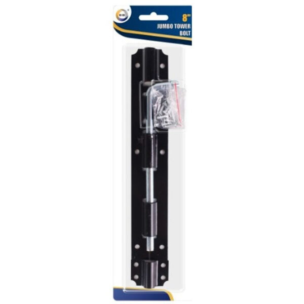 It seems like you're asking about an 8-inch Jumbo Tower Bolt. A tower bolt is a type of sliding bolt used to secure doors or gates, typically made of metal and installed on the...