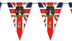 It seems like you're referring to a decorative item related to the coronation of King Charles III, specifically a bunting that is 3 meters long. The item appears to have a...