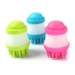 It seems like you're referring to a product description for a dog grooming tool. This type of product is typically a brush designed to help wash and massage dogs during bath...