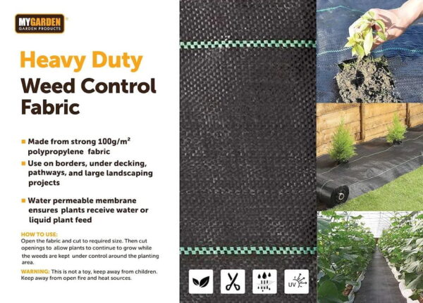 It seems like you're referring to a product description for a garden heavy-duty weed control fabric, specifically one that measures 1 meter by 10 meters, with the product code...