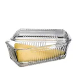 It seems like you're referring to a product description for a glass cheese butter dish. This particular dish is made by PB Frigo and has dimensions of 17 x 10 x 7 cm. The model...
