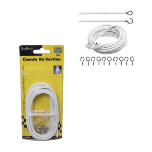 It seems like you're referring to a product description for a net curtain wire set. This type of product typically includes a white cord or cable, measuring 3 meters in length,...