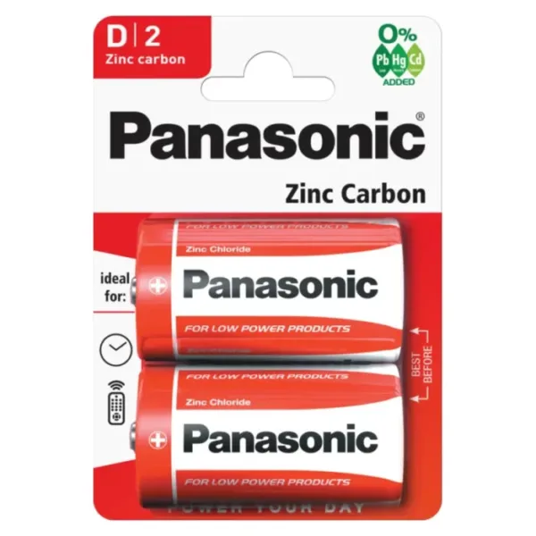 It seems like you're referring to a product description for a pack of 2 Panasonic D Batteries, specifically Zinc Carbon R20 1.5V batteries. These are often used in larger...