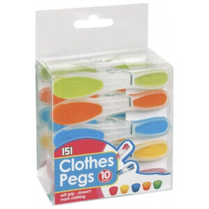 It seems like you're referring to a product description for a pack of clothes pegs. "151 Soft Grip Clothes Pegs 10 Pack" likely indicates a brand or model name ("151") offering...