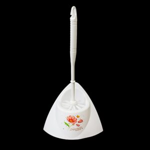 It seems like you're referring to a product description for a White Plastic Corner Toilet Brush with a Stand that features a floral print. The brush is 30 cm in size and might...