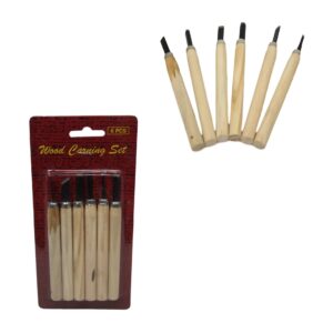 It seems like you're referring to a product description for an assorted wood carving set. This set likely includes six different carving tools, each measuring 14 cm. The "6295"...