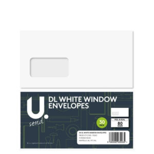 It seems like you're referring to a product description for DL White Window Envelopes, specifically a pack of 30 with the product code P2260, suitable for mailing at the Large...