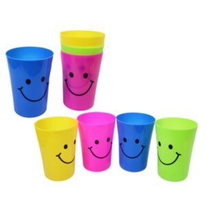 It seems like you're referring to a product listing for a pack of four plastic smiley face glasses or cups. These types of products are often used for parties, events, or casual...