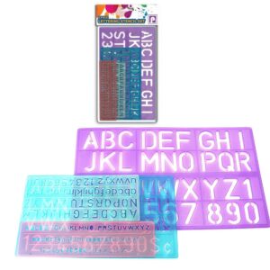 It seems like you're referring to a product, specifically a 3-piece alphabet lettering stencil set designed for children and students. These stencils typically feature the...