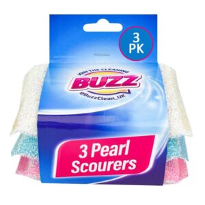 It seems like you're referring to a product, specifically a pack of cleaning scourers from the brand Buzz. A "3 Pack" suggests that the package contains three individual...