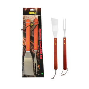 It seems like you're referring to a specific product, possibly a set of BBQ tools. This set likely includes a carving fork and a spatula, designed for grilling and handling...