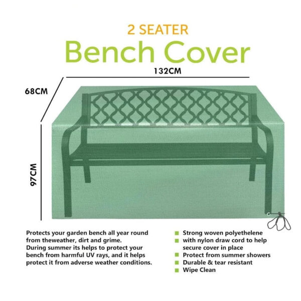 It seems you're referring to a garden bench cover designed to fit a 2-seater bench with dimensions of 97 cm in height, 68 cm in depth, and 132 cm in width. The number 3381 could...