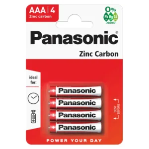 It seems you're referring to a pack of 4 Panasonic AAA batteries, specifically the Zinc Carbon type with a voltage of 1.5V. The product code PANAR03RB4 suggests a specific model...