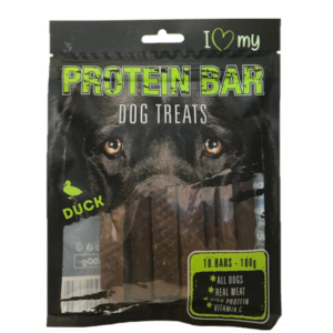 It sounds like you are referring to a specific product, possibly a pack of pet dog treats. The product appears to be protein bars made from duck and is available in a 10-pack....