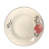 It sounds like you're describing a specific dining appetizer plate. This plate features a pink floral design and has a silver rim. The dimensions of the plate are 17.5 cm in...