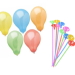 It sounds like you're referring to a product description for a pack of birthday balloons. This pack includes 12 balloons in assorted colors, and they come with holder sticks....