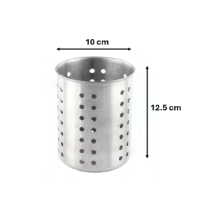 It sounds like you're referring to a product description for a small metal cutlery drainer or cooking utensil holder. The dimensions provided, 12.5 x 10 cm, indicate the size of...