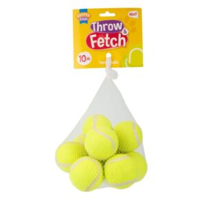 It sounds like you're referring to a product listing for a pet dog toy, specifically a bag containing 10 tennis balls. This type of product is typically intended for dog owners...