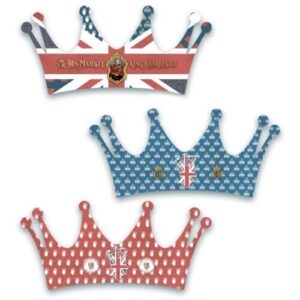 It sounds like you're referring to a product that includes a set of vintage-style paper crowns designed for the coronation of King Charles III. This pack contains six crowns,...