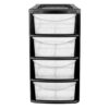 It sounds like you're referring to a storage solution typically used for organizing items in a home or office. A "Plastic Storage Drawers 4 Tower Black" would generally describe...