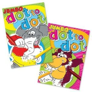 It sounds like you're referring to purchasing a case of six "Super Jumbo Dot To Dot" books. These books typically feature large dot-to-dot puzzles that are designed for children...