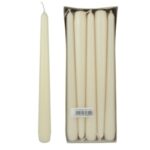 IVORY TAPERED DINNER CANDLES - 7 HOUR BURN TIME, PACK OF 10