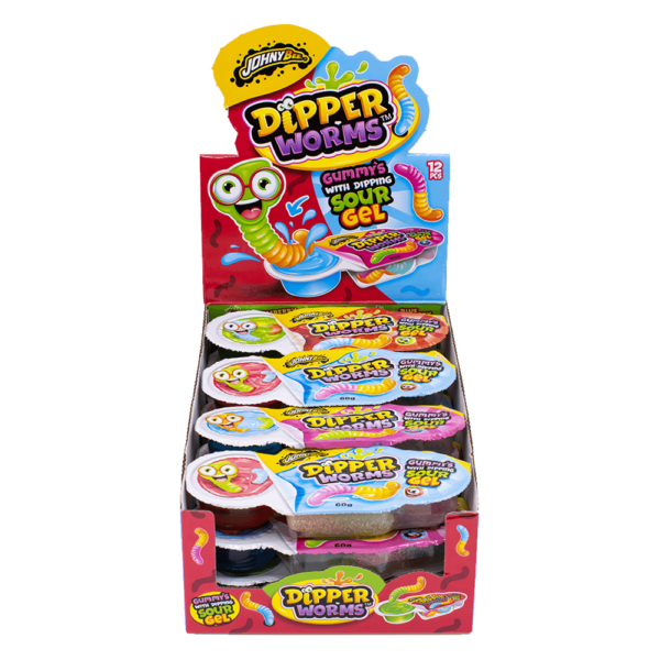 Johny Bee Dipper Worms - Gummies with Tangy Dipping Gel, 60g