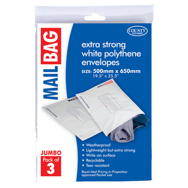 Jumbo Mail Bag Retail Packs - 500 x 650mm, Set of 3